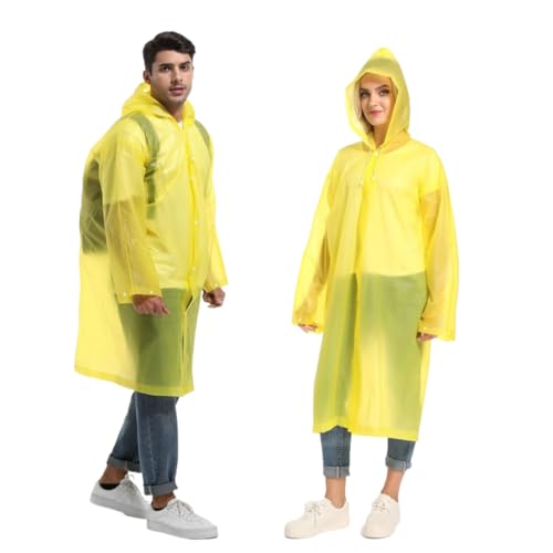 SHOCHX 2 Stück Regenjacken Wiederverwendbar Regenponcho, Unisex Eva Regenmantel Poncho Regenbekleidung Regenschutz Regen Zubehör für Wandern Camping Radfahren Reisen von SHOCHX