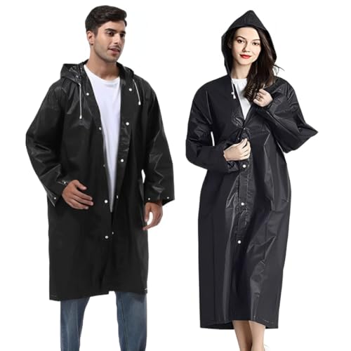SHOCHX 2 Stück Regenjacken Wiederverwendbar Regenponcho, Unisex Eva Regenmantel Poncho Regenbekleidung Regenschutz Regen Zubehör für Wandern Camping Radfahren Reisen von SHOCHX