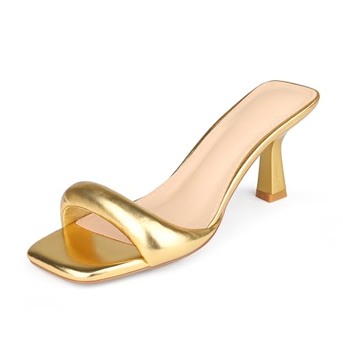 SHOEXY Damen-Sandalen mit Kitten-Heels, 7,9 cm, quadratischer Zehenbereich, Stiletto, einriemender Absatz, Slip-On-Sandalen, Mule-Heels für Damen, Gold, 38 EU SHOEXY Damen-Sandalen mit Kitten-Heels, 7,9 cm, quadratischer Zehenbereich, Stiletto, einriemender Absatz, Slip-On-Sandalen, Mule-Heels für Damen, Gold, 38 EU von SHOEXY