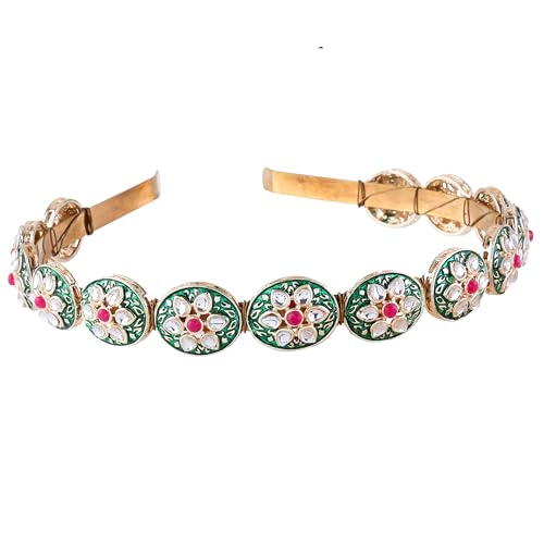 Shona's Style Kundan Haarband mit Edelsteinen, Emaille Grün & Rosa Haarband, Stirnband, Sheeshfool, Mathapatti mit Charms, Haarband für Damen und Mädchen, ANSHIKA_HAIRBAND Shona's Style Kundan Haarband mit Edelsteinen, Emaille Grün & Rosa Haarband, Stirnband, Sheeshfool, Mathapatti mit Charms, Haarband für Damen und Mädchen, ANSHIKA_HAIRBAND von SHONA’S STYLE