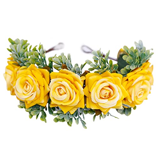 Blumenkranz Weiß Floral Handgefertigt Braut Mit Band Foto Requisiten Haarschmuck Urlaub Strand Party Blumen Haarkranz Mit Band von SHOOYIO