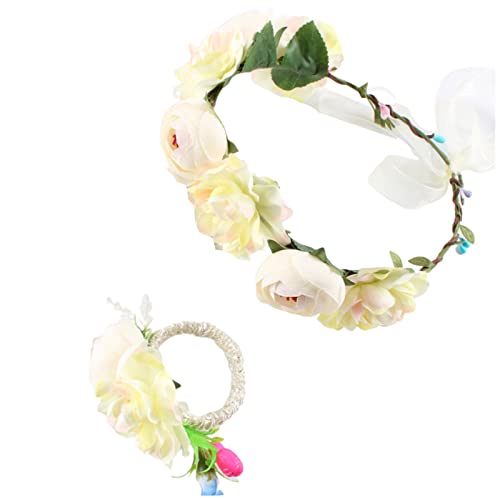 Braut Blumen Stirnband Mit Band Frauen Blumen Hochzeit Blumen Kopfschmuck Floral Haar Hoop Blumen Stirnband Frauen Fiesta von SHOOYIO