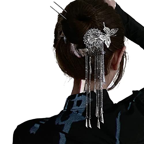 Elegante U-förmige Haarnadel mit Schmetterlings-Dekor, chinesische Haarnadeln, Haarnadeln, Haarzubehör für langes Haar, Mädchen-Haarspangen für Frauen, dekorative Schmetterlings-Form von SHOOYIO