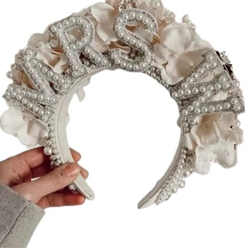 Künstliches Perlen-Stirnband für Hochzeit, Party, eleganter Haarreif für Braut, Brautparty, Geschenk, Junggesellinnenabschied, Kopfbedeckung, Braut-Stirnband für Party von SHOOYIO