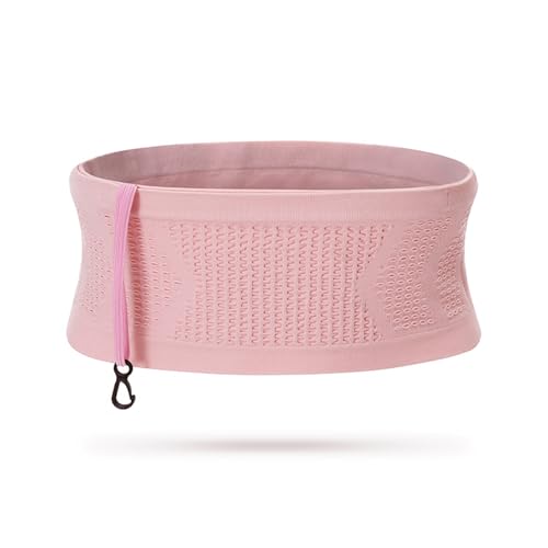 Laufgürtel für Damen, Bauchtasche, gestrickt, atmungsaktiv, verdeckt, Hüfttasche, elastischer Gürtel, Trail-Hüfttasche, Pink XL von SHOOYIO