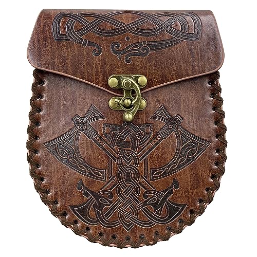 Mittelalterliche Gürteltasche aus Leder, tragbare Geldbörse, Vintage, geprägte Hüfttasche für Fantasy-Events, Cosplay, Party, Mittelalter, B von SHOOYIO