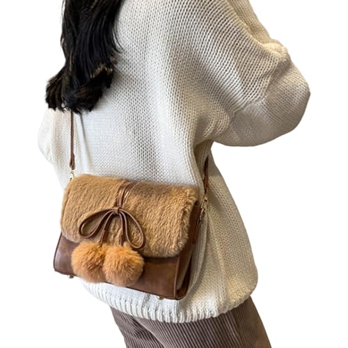 SHOOYIO Kleine quadratische Plüschtasche, stilvolle Crossbody-Tasche für Damen, trendige und vielseitige Handtasche von SHOOYIO