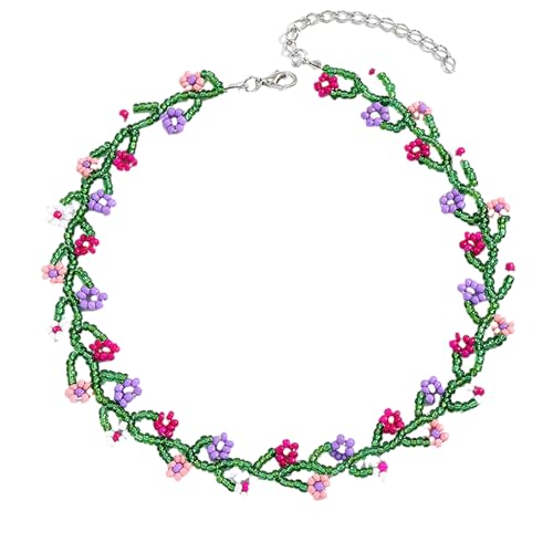 SHOOYIO Stilvolle Reisperlen-Halsketten für Damen, Blumen-Halsband, Schmuck, Party-Schmuck, Zubehör, Mädchen für Frauen und Mädchen von SHOOYIO