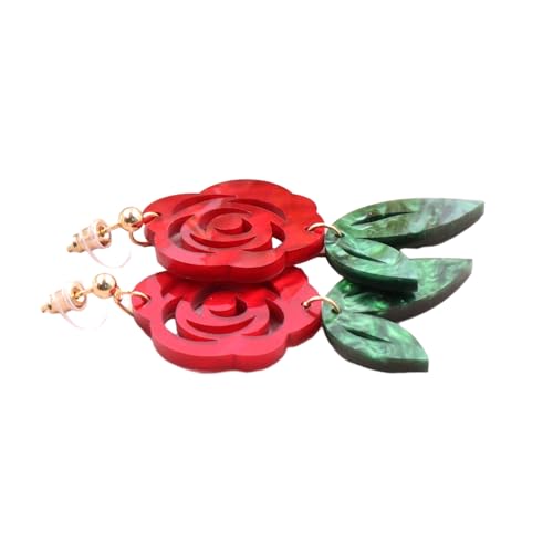 SHOOYIO Stilvolle Rosen-Acryl-Ohrringe für Damen, vielseitige Blumenförmige Ohrstecker, trendiger Blüten-Ohranhänger von SHOOYIO