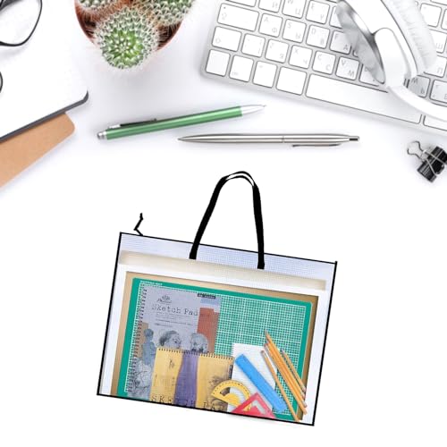 SHOOYIO Transparente Mesh Postertasche Mit Reißverschluss Aufbewahrungstasche Für Künstlerbedarf wasserdichte Projekttasche Für Künstler Studenten Postertaschen Mit Griffen Postertaschen von SHOOYIO