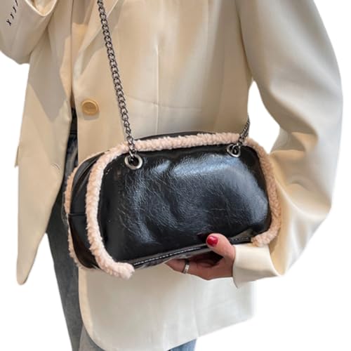 SHOOYIO Winter-Umhängetasche für Damen, PU-Leder, einfarbig, Handtasche von SHOOYIO