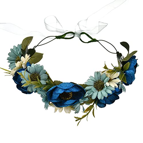 Verstellbarer Blumen-Haarreif, handgefertigt, Kunstrose, Stirnband mit Band für Hochzeit, Festival, Reisen, Foto-Requisiten, floraler Kopfschmuck von SHOOYIO