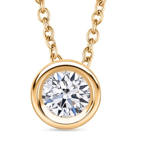 LUXURIANT DIAMOND- Labor VS Diamant-Anhänger mit 50cm Kette, 925 Silber Gelbgold Vermeil- 0,25 ct. von SHOP LC
