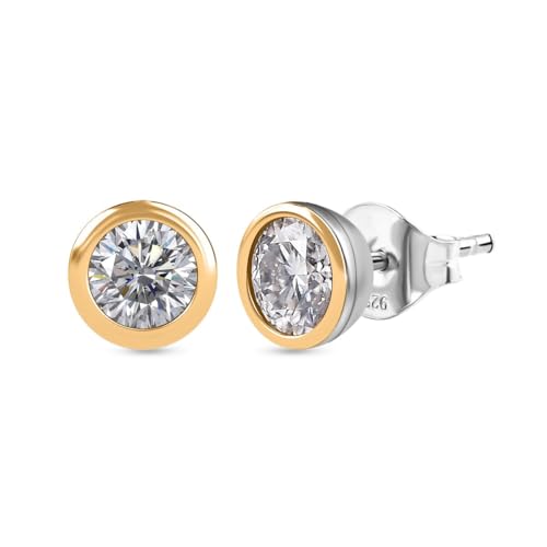 Moissanite Solitär Ohrstecker für Frauen 0.88 ct Moissanit Ohrstecker in 925 Silber, Gold Vermeil & zweifarbig und Rhodium plattiert Ohrring ideal für Geschenke von SHOP LC
