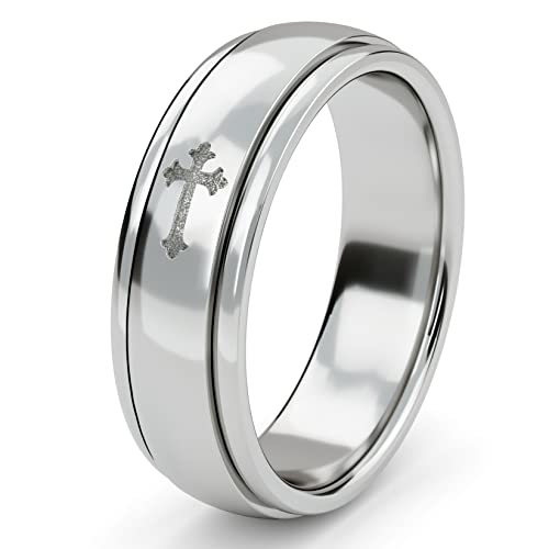 SHOP LC 925 Silber Drehring für Damen und Herren | Anti-Stress-Zappelring mit Chakra-Gravur | Rotierender Meditationsring gegen Angstzustände | Unisex-Silberring zum Verschenken und Entspannen von SHOP LC