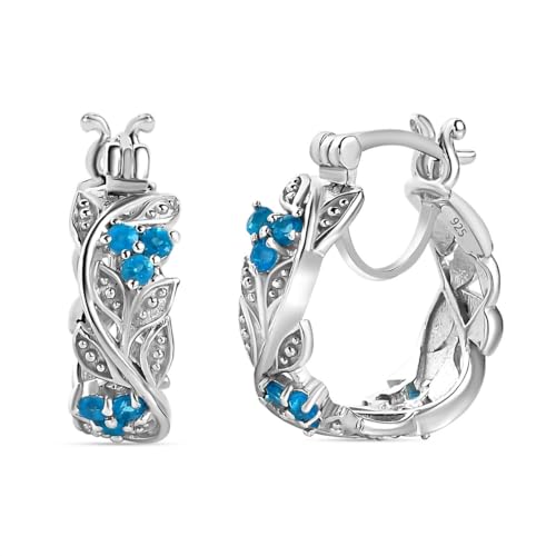 SHOP LC Damen Creolen aus 925 Sterling Silber, blaue Edelsteine, leichter und antiallergischer Modeschmuck von SHOP LC