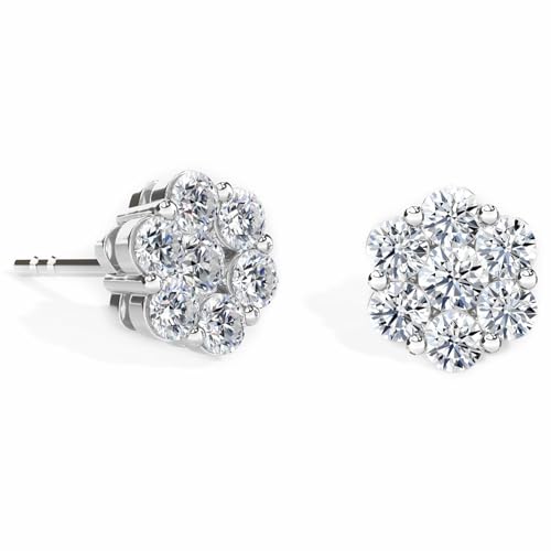 SHOP LC LUXURIANT Diamant Ohrringe – SGL-zertifizierte VS Labor Diamanten, 1 ct, 925 Silber & 750 Gelbgold Vermeil & Platiniert von SHOP LC