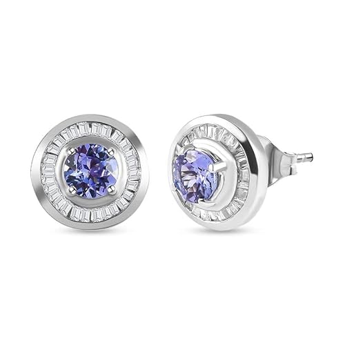 SHOP LC Tansanit und weiße Diamant Ohrringe 925 Silber platiniert ca. 1 35 ct von SHOP LC