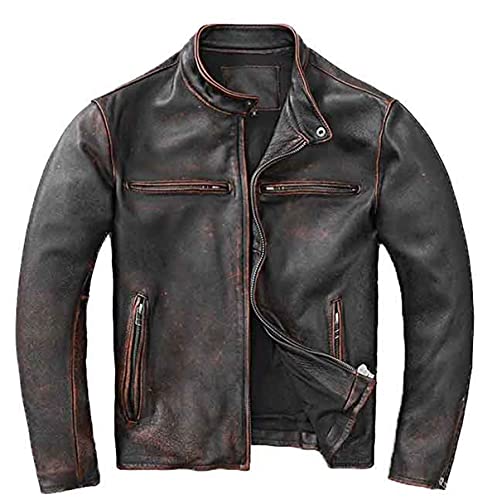 SHOP OF JACKETS LIMITED Vintage Herren Jacke | Schwarz Distressed Leder Motorradjacke | Echtleder Bikerjacke, Schwarz , XXL von SHOP OF JACKETS LIMITED