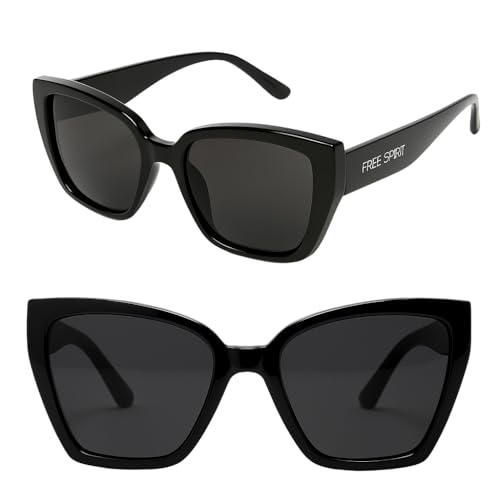 SHOP-STORY Sonnenbrille für Damen, Schmetterling, Schwarz, Free Spirit Schutz, Index 3, modisch von SHOP-STORY