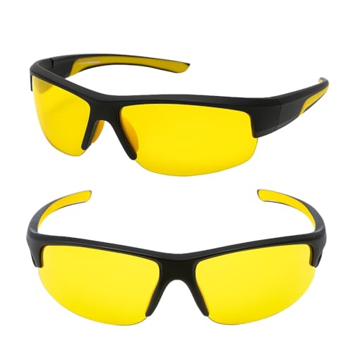 SHOP-STORY Sport-Sonnenbrille, rechteckig, mit gelben getönten Gläsern von Juyar mit eng anliegenden Bügeln von SHOP-STORY