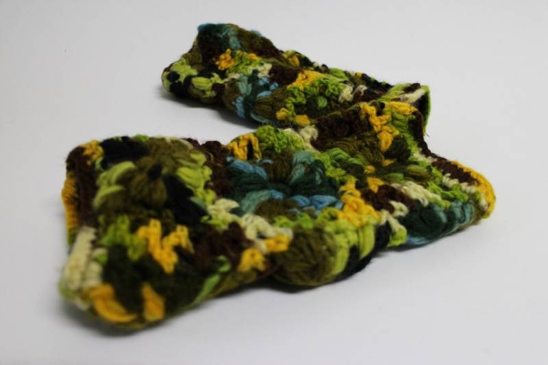 Gestrickte Fingerlose Handschuhe Waldfarben Wollmischung, Fleece Gefüttert von SHOPIKA