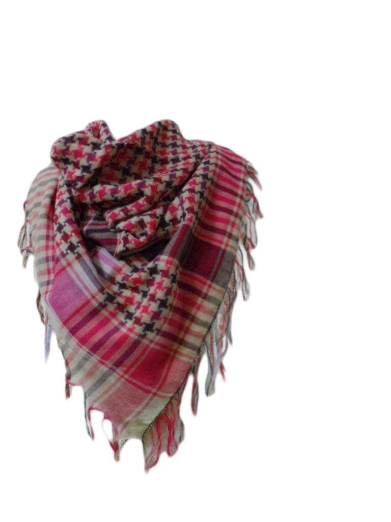 Hahnentritt Karo Streifen Schal Gewebte Fransen Rechteck von SHOPIKA