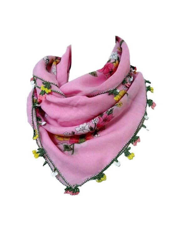 Rosa Blumen Häkelschal Handgemachte Baumwollspitze Mit Rand von SHOPIKA