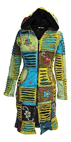 SHOPOHOLIC FASHION Damen Blume Bestickt Fleecefutter Hippie Lange Jacke Mantel - Multi, XL von SHOPOHOLIC FASHION