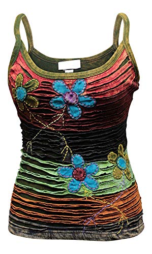 SHOPOHOLIC FASHION Damen Messer Geschnitten Baumwolle Hippy Tank Top, Mehrfarbig, XL von SHOPOHOLIC FASHION