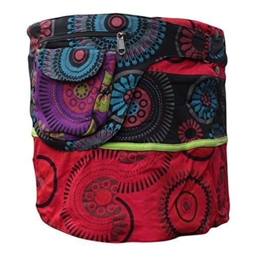 SHOPOHOLIC FASHION Damen Doppelseitig Beiden Seiten Gewickelt Rund Hippy Druckknopf Rock Türkis - Schwarz Rot 2, One Size von SHOPOHOLIC FASHION
