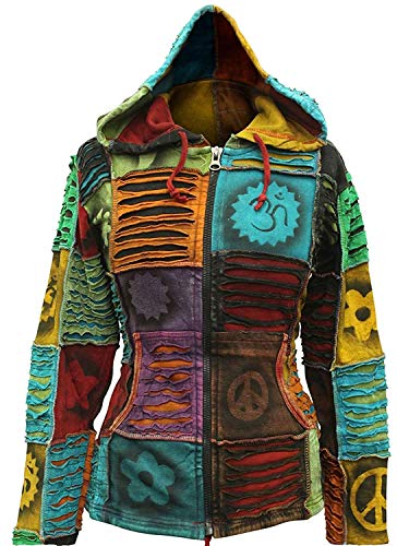 SHOPOHOLIC FASHION Damen Pixie Hippie Emo Gothik Kapuzenpulli Hippy Pullover Boho Strickjacke - Multi, L von SHOPOHOLIC FASHION