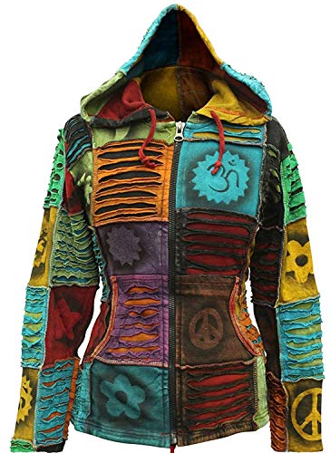 SHOPOHOLIC FASHION Damen Pixie Hippie Emo Gothik Kapuzenpulli Hippy Pullover Boho Strickjacke - Multi, M von SHOPOHOLIC FASHION