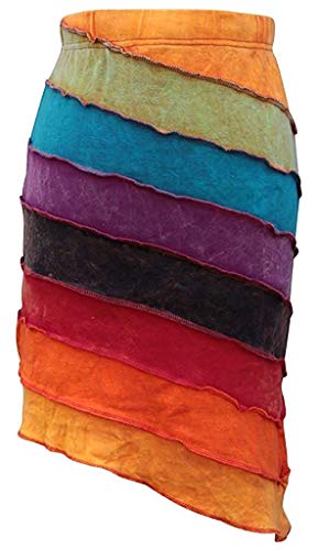 SHOPOHOLIC FASHION Damen Sommer Regenbogen Hippie Midirock, L von SHOPOHOLIC FASHION