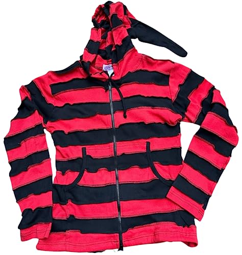SHOPOHOLIC FASHION Damen Streifen Pixie Kapuze Outwear Kapuzenpullover - Rot, XXL von SHOPOHOLIC FASHION