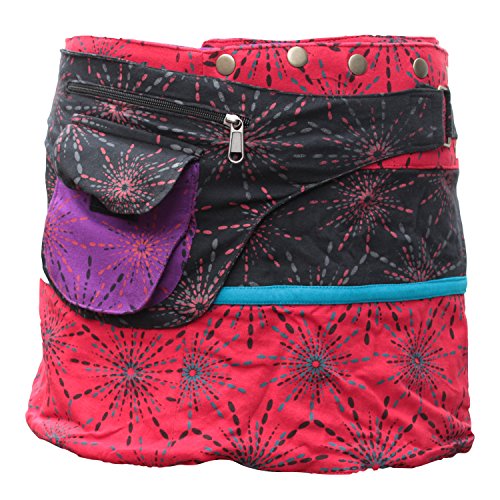 SHOPOHOLIC FASHION Damen Wendbar Beidseitig Wickelrock Hippie Popper Rock Gr. Einheitsgröße, 10 von SHOPOHOLIC FASHION