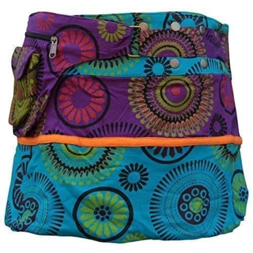 SHOPOHOLIC FASHION Damen doppelseitig beiden Seiten gewickelt Rund Hippy Druckknopf Rock - Lila Mix, One Size von SHOPOHOLIC FASHION