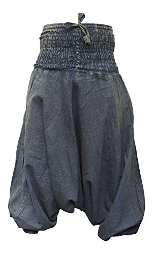 SHOPOHOLIC FASHION Haremshose mit Stonewashed-Effekt, Unisex, einfarbig, Hippie-Haremshose, blau, One Size von SHOPOHOLIC FASHION