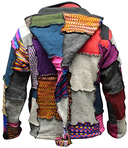 SHOPOHOLIC FASHION Herren Batik Patchwork Hippie Jacke Fleece Gefütterter Boho Pullover, M von SHOPOHOLIC FASHION