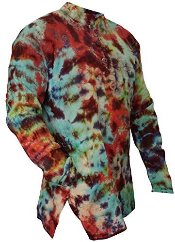 SHOPOHOLIC FASHION Herren Damen Marmor Batik Hippy Großvater Shirt - Marmor Batik, Small von SHOPOHOLIC FASHION