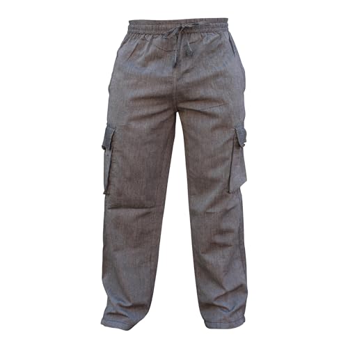 SHOPOHOLIC FASHION Herren-Hippie-Hose im Boho-Stil aus Leichter Baumwolle mit Seitentasche, Grey, L von SHOPOHOLIC FASHION