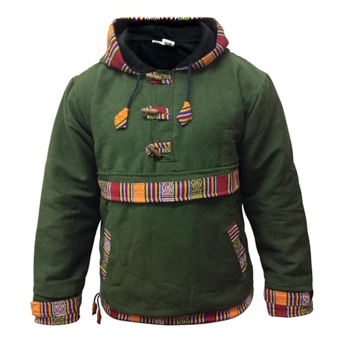 SHOPOHOLIC FASHION Herren Hippie Kapuzenpullover Fleecejacke, (Grün/2XL) von SHOPOHOLIC FASHION