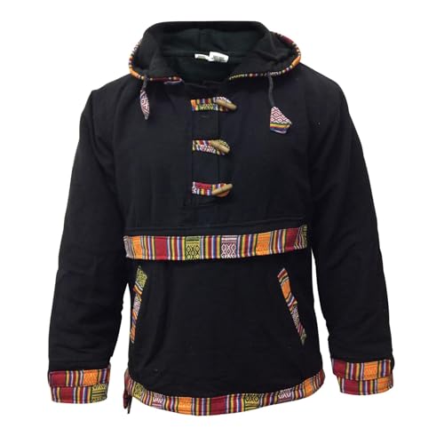 SHOPOHOLIC FASHION Herren Hippie Kapuzenpullover Fleecejacke, (Schwarz/L) von SHOPOHOLIC FASHION