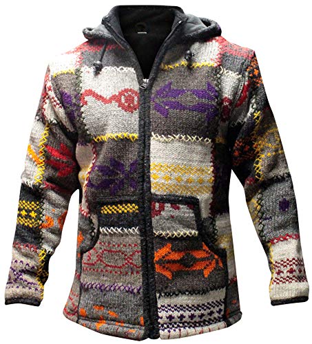 SHOPOHOLIC FASHION Herren Patchwork High Neck Boho Hippie Jacke, mehrfarbig, multi, XX-Large von SHOPOHOLIC FASHION