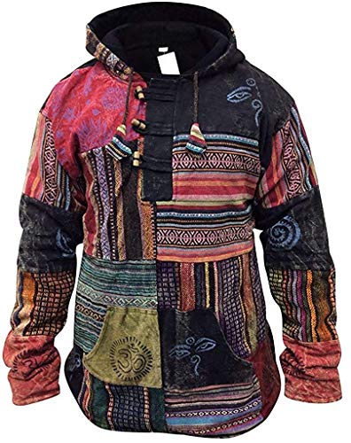 SHOPOHOLIC FASHION Herren Patchwork aus Fleece Pullover Jacke - Mehrfarbig, S von SHOPOHOLIC FASHION