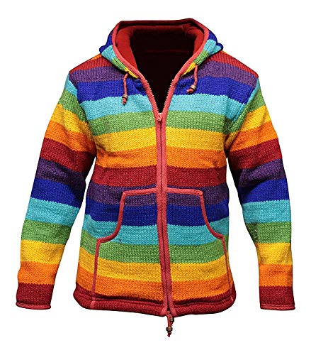 SHOPOHOLIC FASHION Herren Regenbogen Woll Hippie Jacke, S von SHOPOHOLIC FASHION
