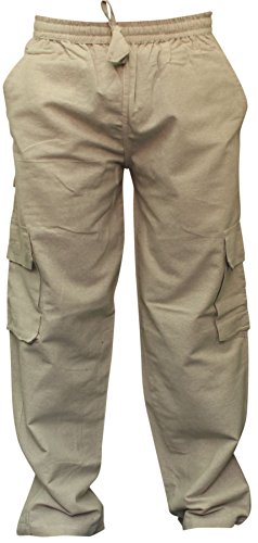 SHOPOHOLIC FASHION Herren Schlicht Hanf Hippie Kampfhose, (Grau, M) von SHOPOHOLIC FASHION