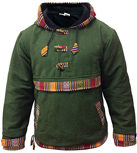 SHOPOHOLIC FASHION Herren Hippie Kapuzenpullover Fleecejacke, (Grün/2XL) von SHOPOHOLIC FASHION