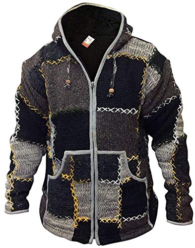 SHOPOHOLIC FASHION Herren Wolle Patchwork superwarm Jacke - Multi, Large von SHOPOHOLIC FASHION