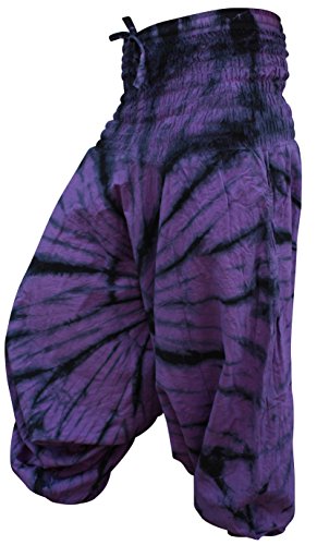 SHOPOHOLIC FASHION Hippie Bunt Batik Baggy Haremshose, Locker Sitzend Hose - Lila, One Size von SHOPOHOLIC FASHION